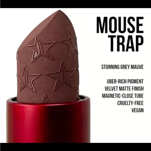 Jeffree Star Velvet Trap Lipstick in Limited Edition Mouse Trap Gray Mauve NEW - Picture 2 of 3